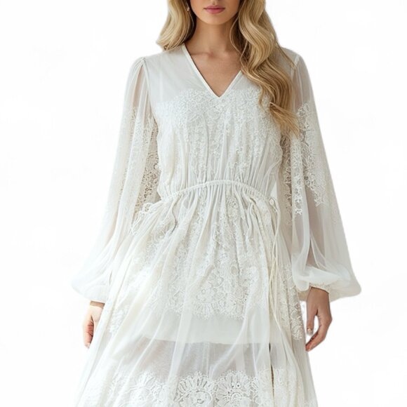 NWT We Are HAH Ethereal Love Sheer Lace Maxi Dress - Picture 1 of 9